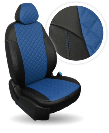 

Авточехлы Автопилот для LADA Largus (5 мест) Экокожа Ромб / Черный + Синий, Экокожа Ромб