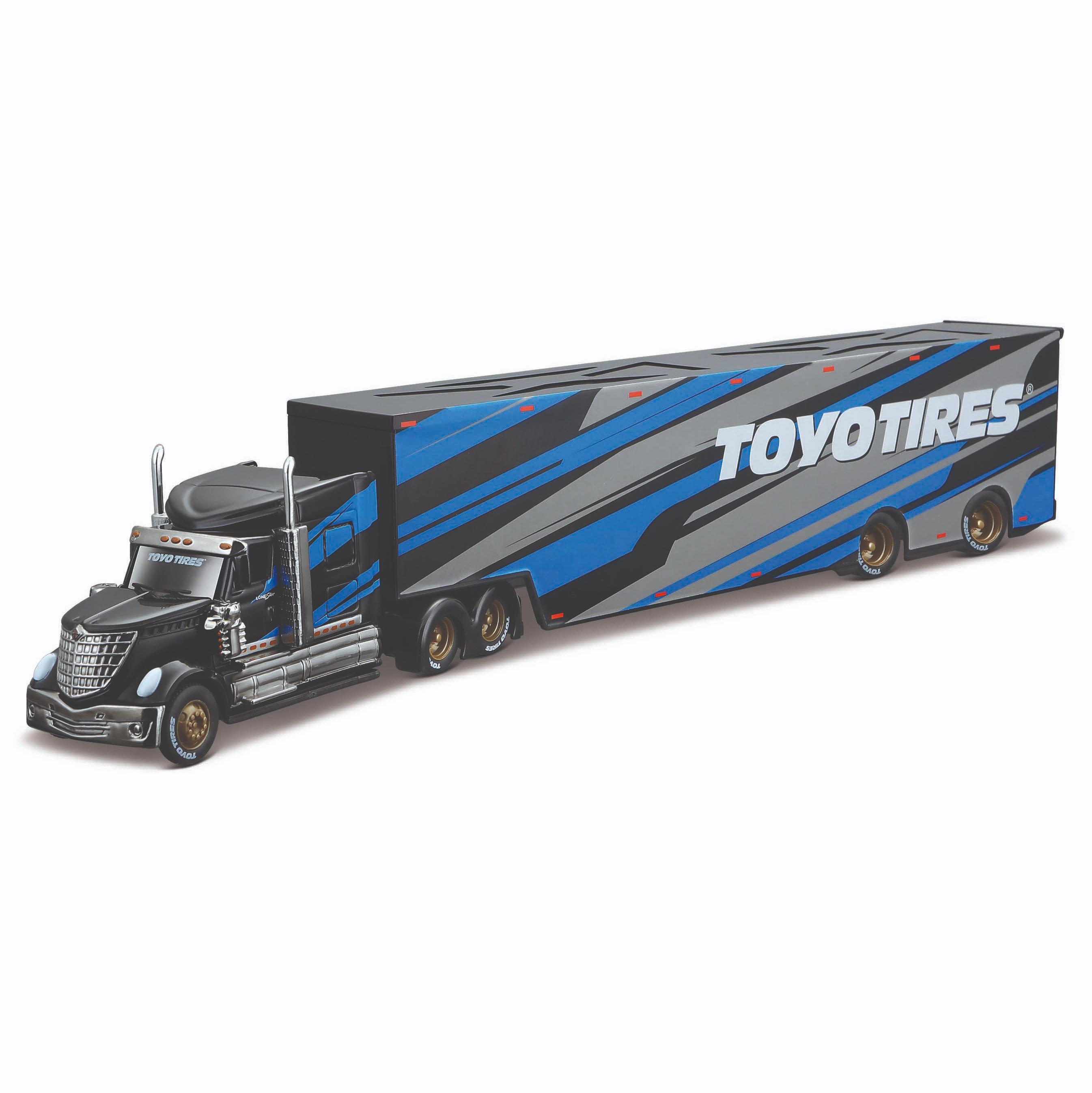 

Игрушечная машинка Maisto Трейлер International LoneStar Custom Hauler, 1:64, черно-синяя, Custom Hauler