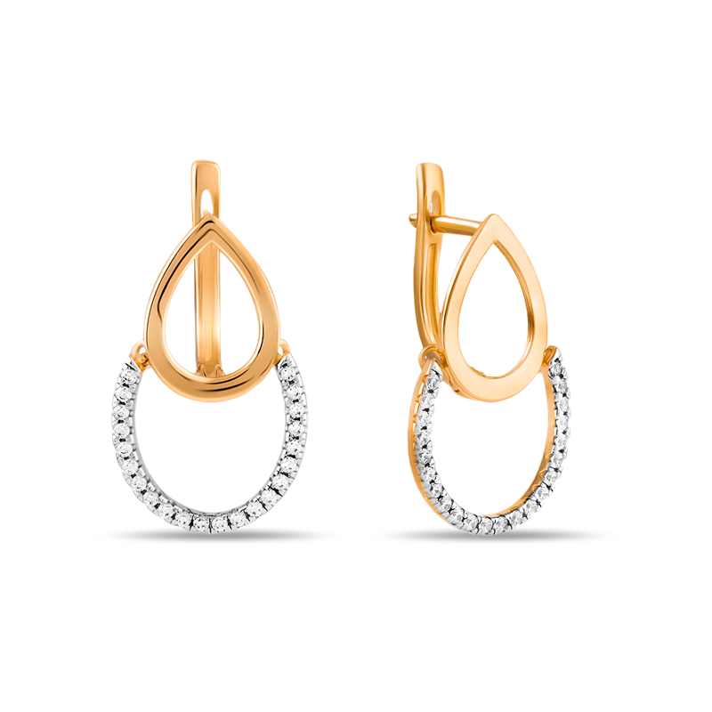

Серьги из красного золота с фианитом Санис 01-215325, 01-215325