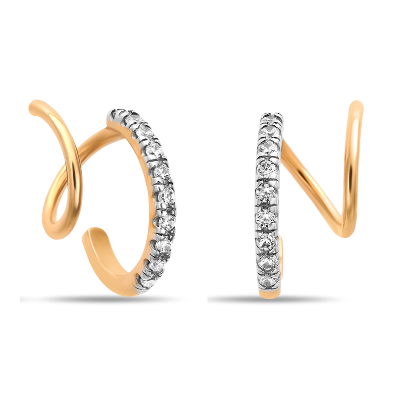 

Серьги каффы из красного золота с фианитом Санис 01-215079, 01-215079