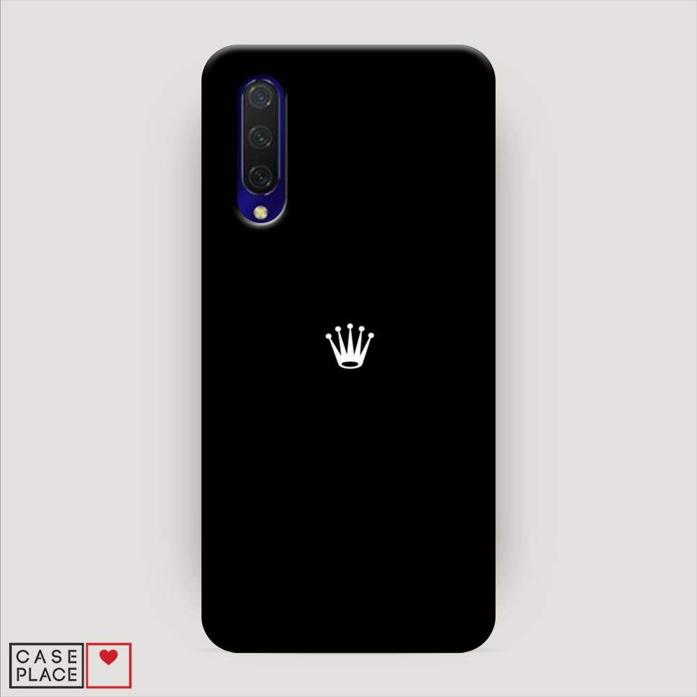 фото Пластиковый чехол "белая корона на черном фоне" на xiaomi mi 9 lite awog