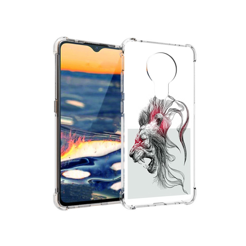 

Чехол MyPads Tocco для Nokia 5.3 разъяренный лев (PT227052.106.576), Прозрачный, Tocco