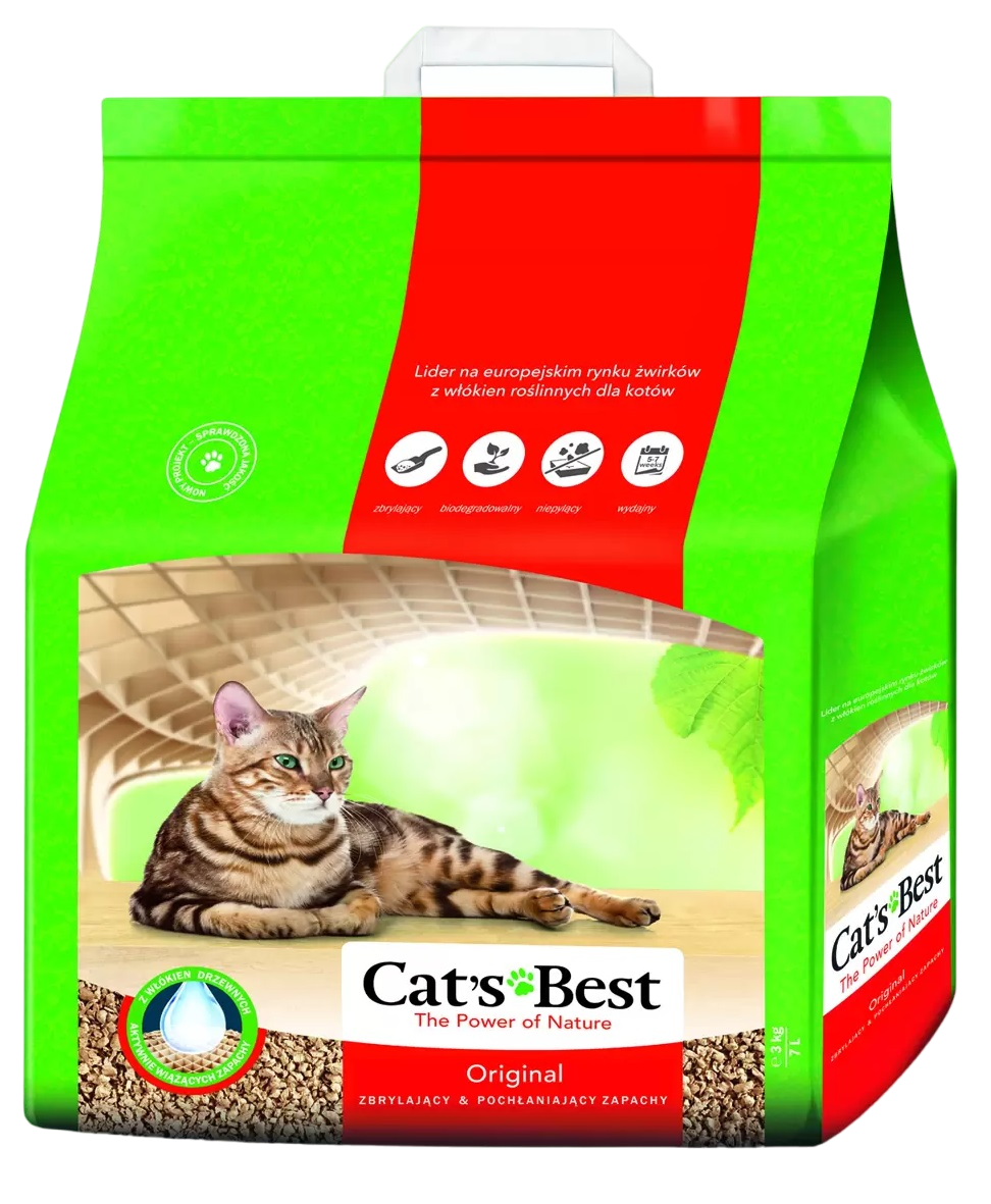 Наполнитель для кошачьих туалетов Cat's Best Original Древесный комкающийся 7л