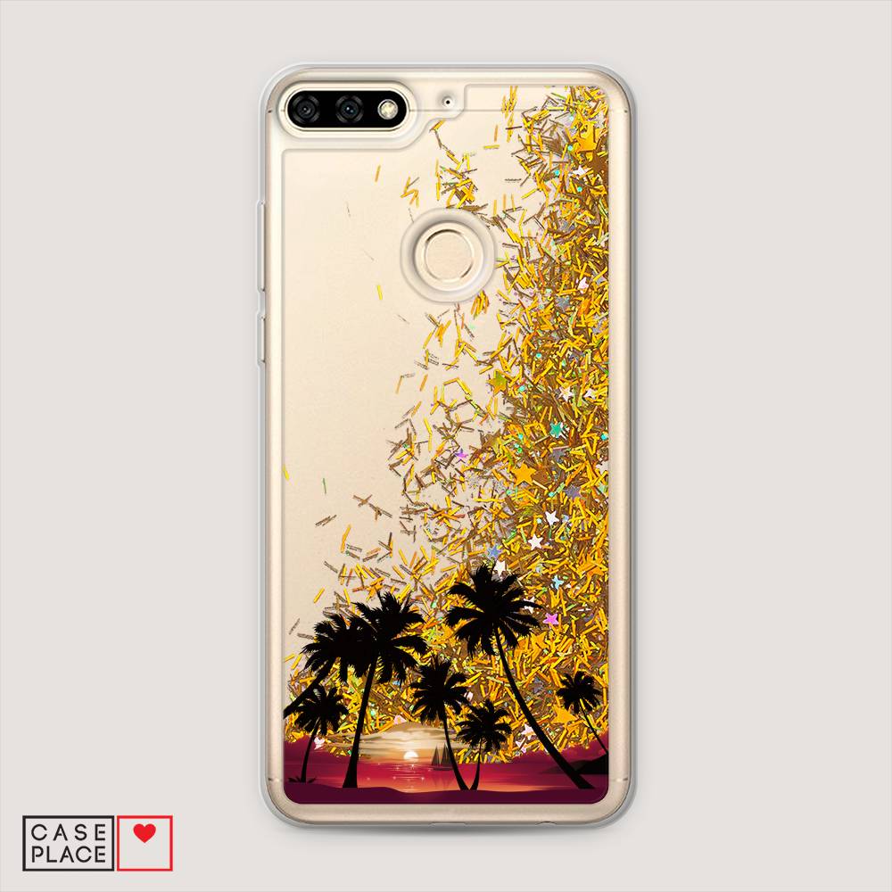 

Чехол Awog на Huawei Y6 Prime 2018 "Закат и пальмы", Красный, 65790-1