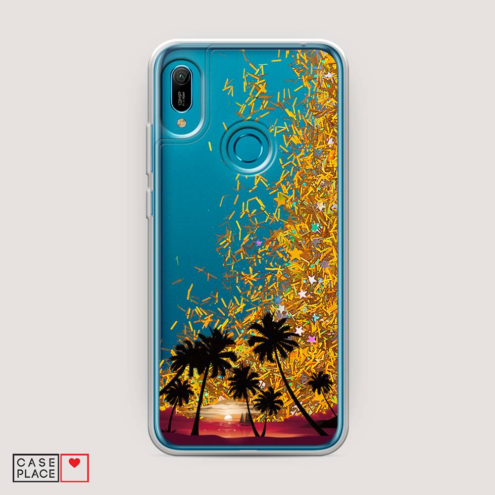 

Чехол Awog на Huawei Y6 2019 "Закат и пальмы", Красный, 68690-1