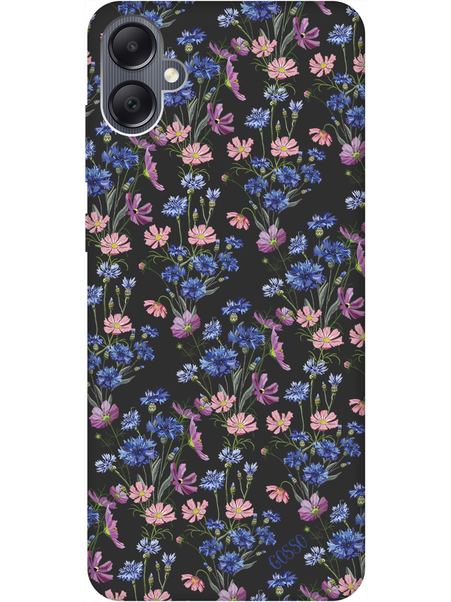

Матовый Soft Touch силиконовый чехол на Samsung Galaxy A05 "Lovely Cornflowers" черный, Черный;голубой;фиолетовый, 20001453