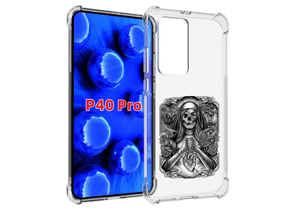 

Чехол MyPads скелет с сердцем для Huawei P40 Pro противоударный, Прозрачный, Tocco