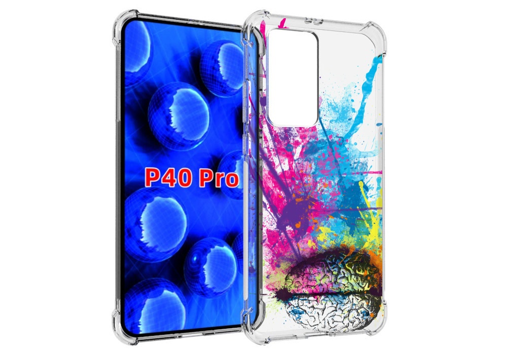 

Чехол MyPads яркий красочный мозг для Huawei P40 Pro противоударный, Прозрачный, Tocco