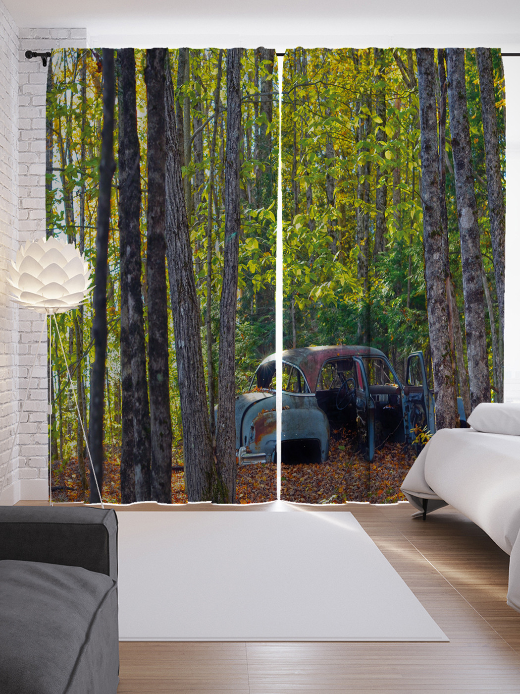 

Шторы JoyArty с фотопечатью "Забытая машина" из сатена, 290х265 см, Забытая машина