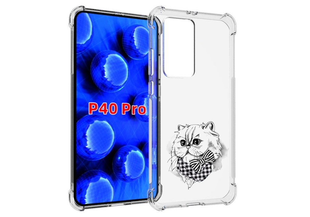 Чехол MyPads нарисованная красивая кошечка для Huawei P40 Pro противоударный
