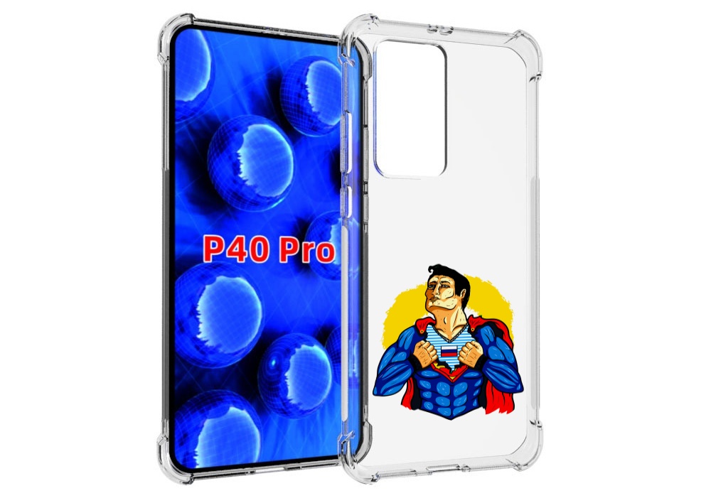 Чехол MyPads русский супермен для Huawei P40 Pro противоударный