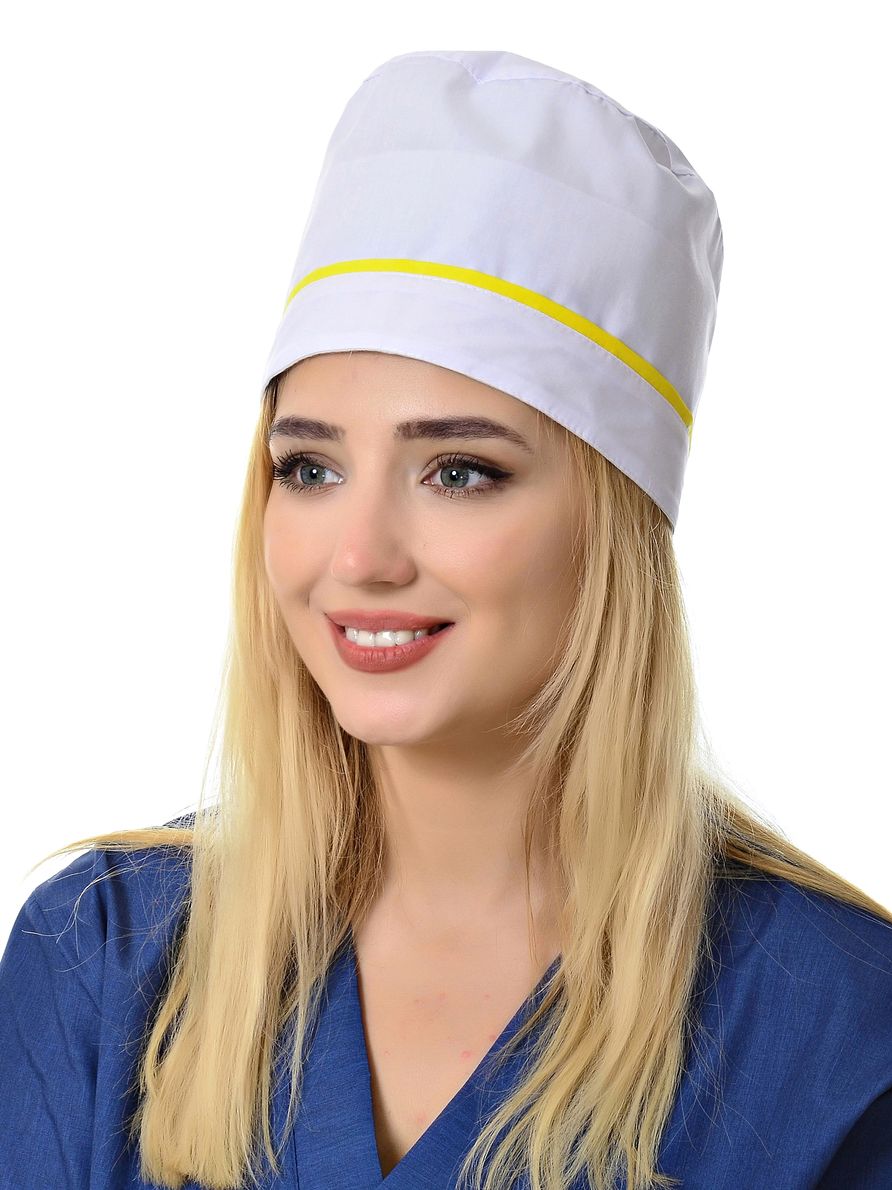 

Шапочка медицинская женская MedicalWear 600 белая 56-62 RU, полоска 2