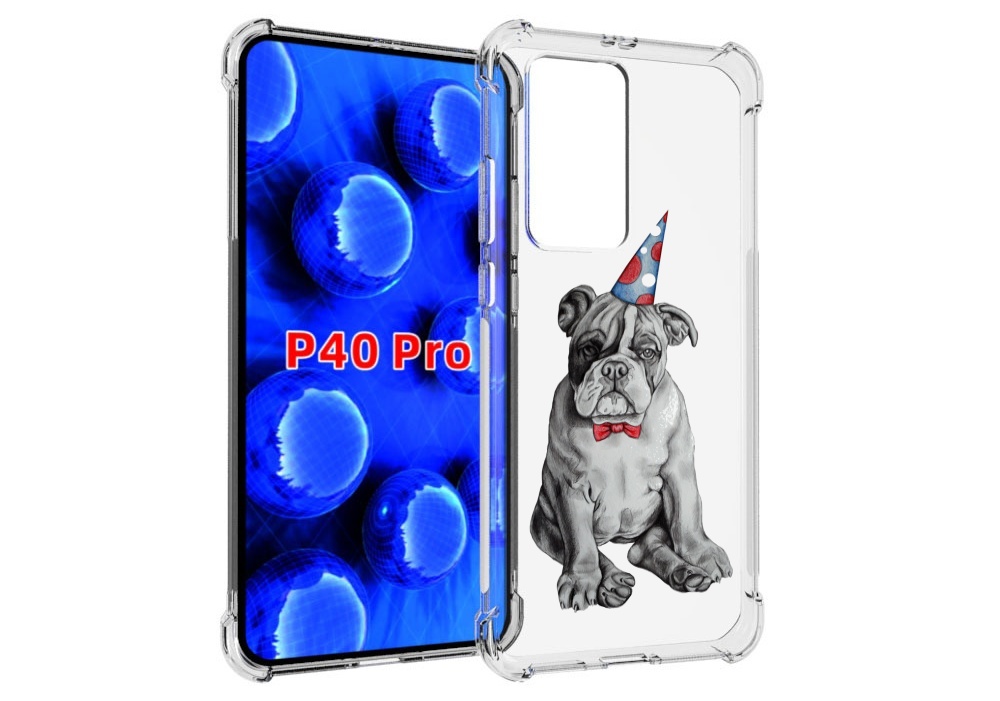Чехол MyPads праздничный щенок для Huawei P40 Pro противоударный