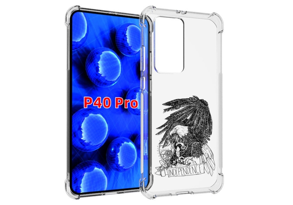 Чехол MyPads черно белый сокол для Huawei P40 Pro противоударный