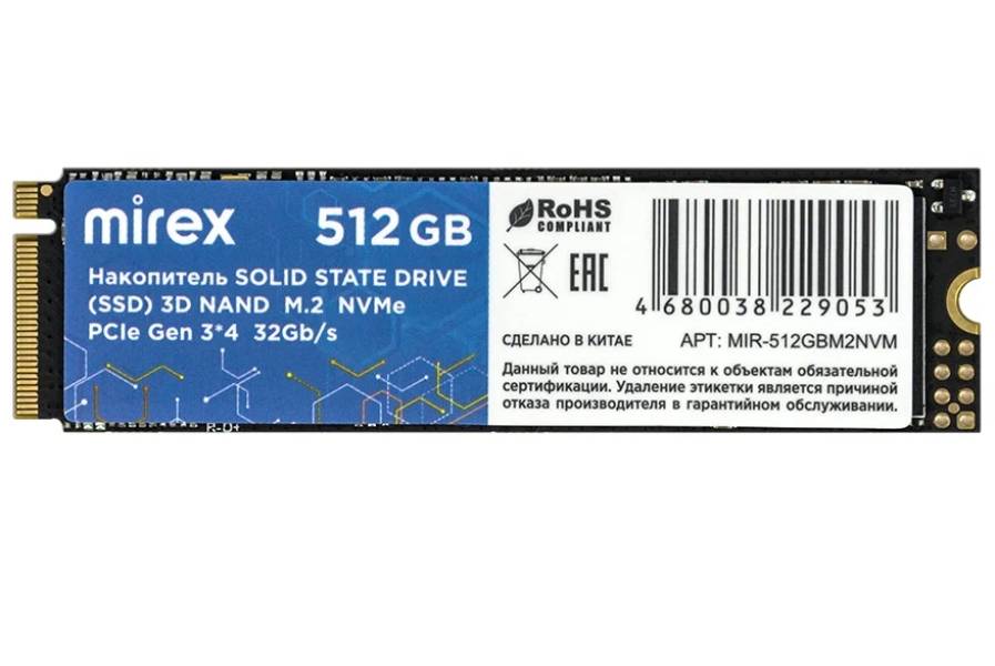 SSD накопитель MIREX M.2 2280 512 ГБ (13640-512GBM2NVM)