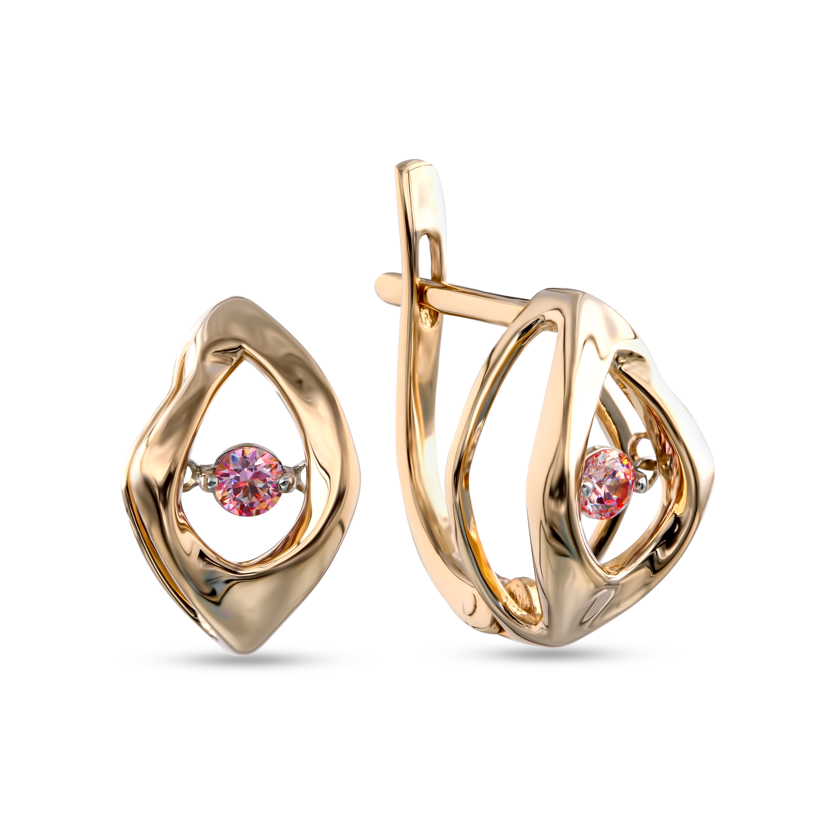 

Серьги из красного золота с фианитом Dilight 0702639, 0702639