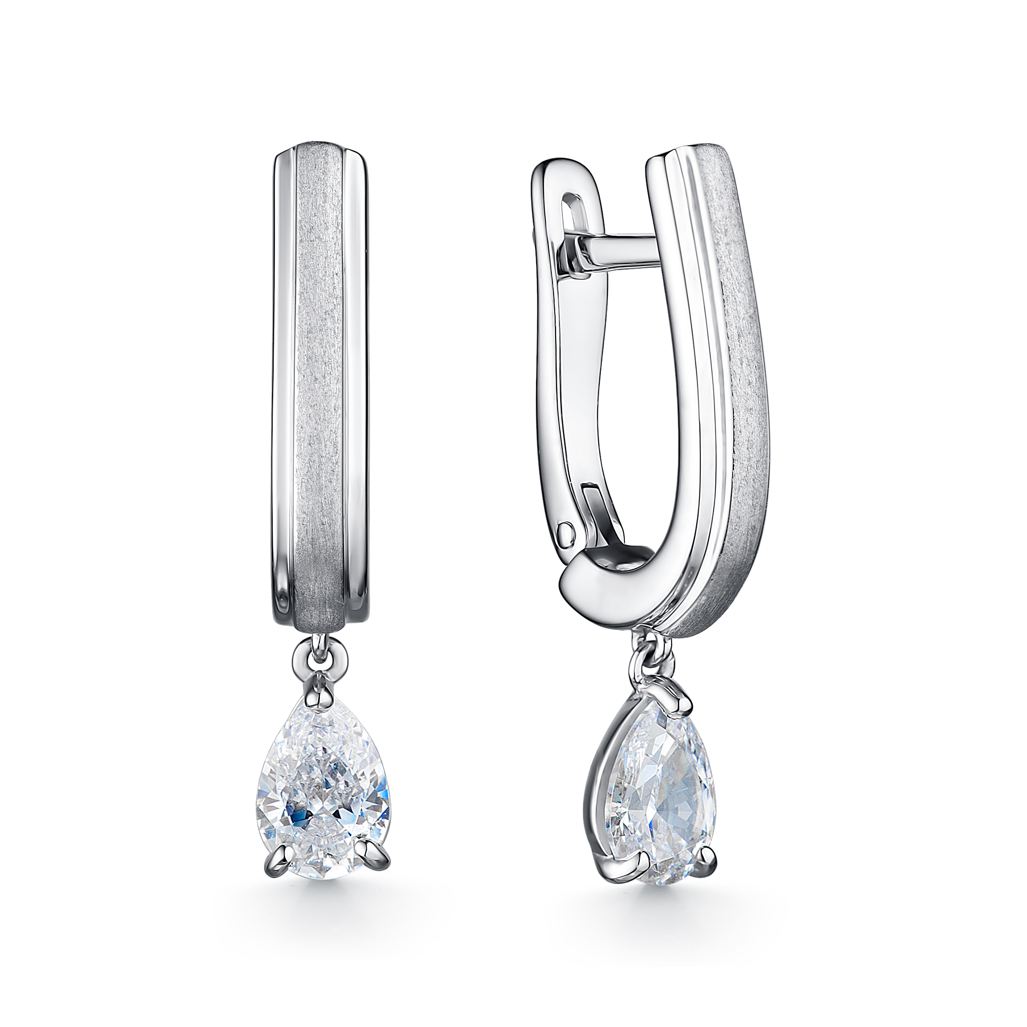 фото Серьги подвески из серебра со swarovski алькор 02-2469/00св-00