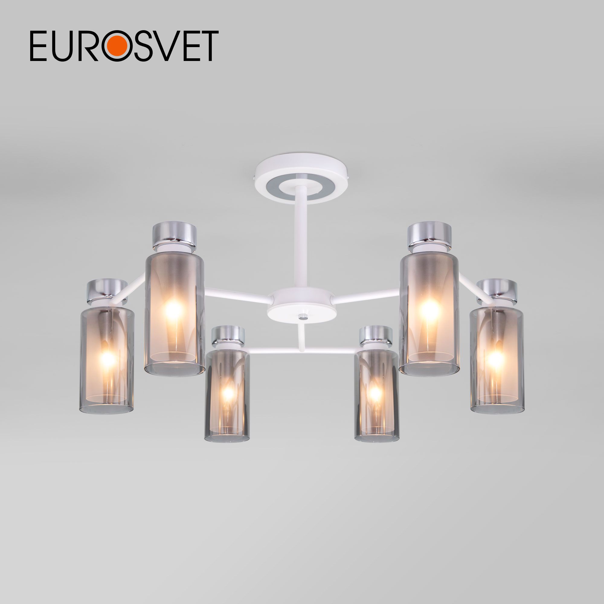 

Потолочная люстра на 6 стеклянных плафонов Eurosvet Amado 70115/6 Е14 белый