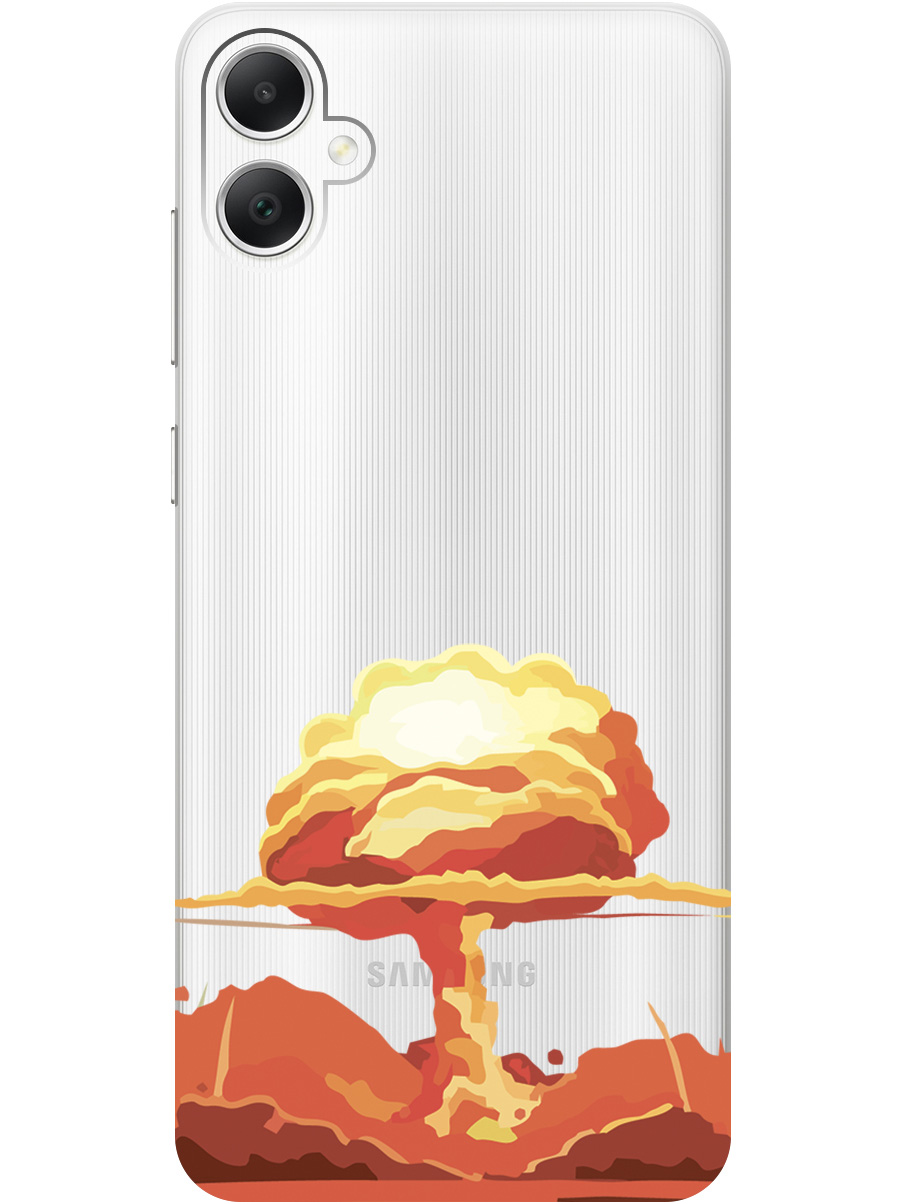 

Силиконовый чехол на Samsung Galaxy A05 "Boom", Прозрачный;красный, 20001452