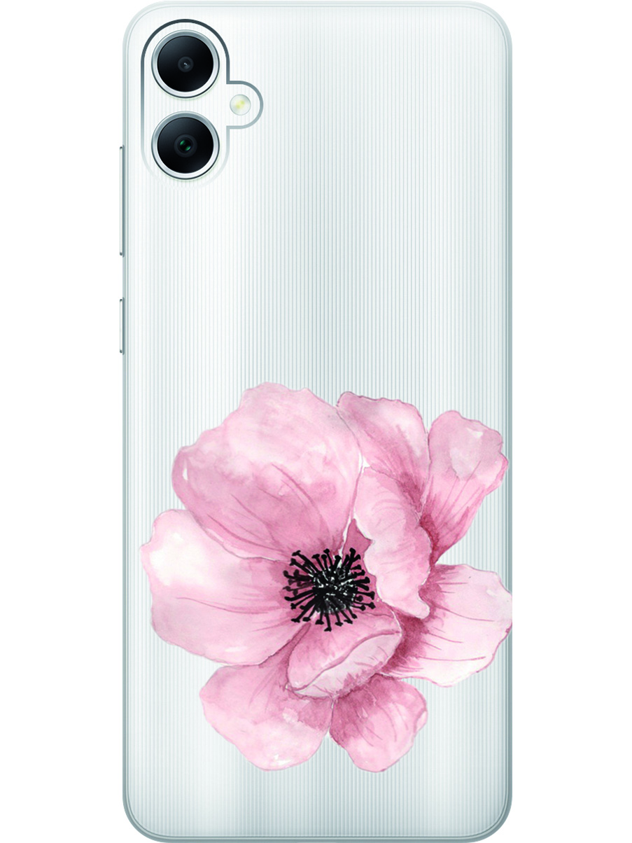 

Силиконовый чехол на Samsung Galaxy A05 "Pink Flower", Прозрачный;белый;розовый, 20001452