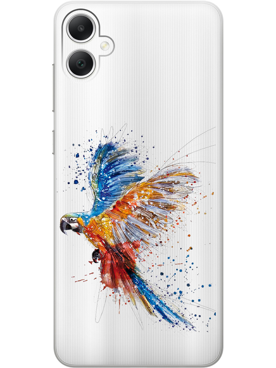 

Силиконовый чехол на Samsung Galaxy A05 "Colorful Parrot", Прозрачный;голубой;оранжевый, 20001452
