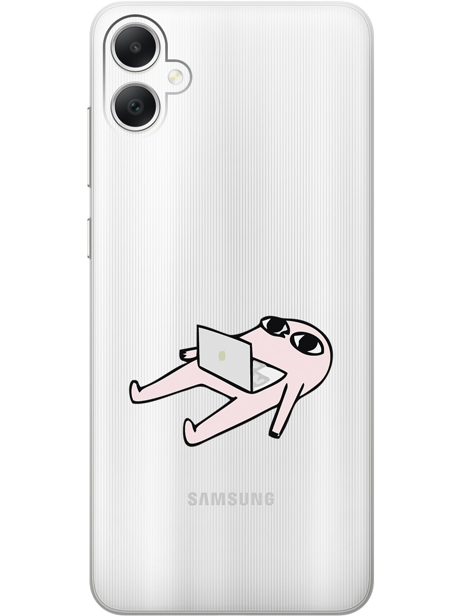 

Силиконовый чехол на Samsung Galaxy A05 "Freelance", Прозрачный;розовый;серый, 20001452