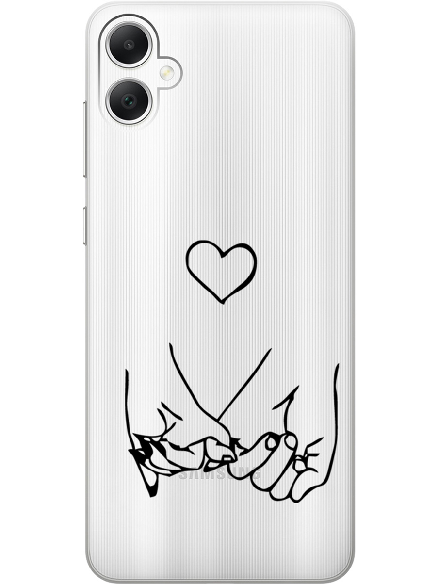 

Силиконовый чехол на Samsung Galaxy A05 "Lovers Hands", Прозрачный;черный, 20001452