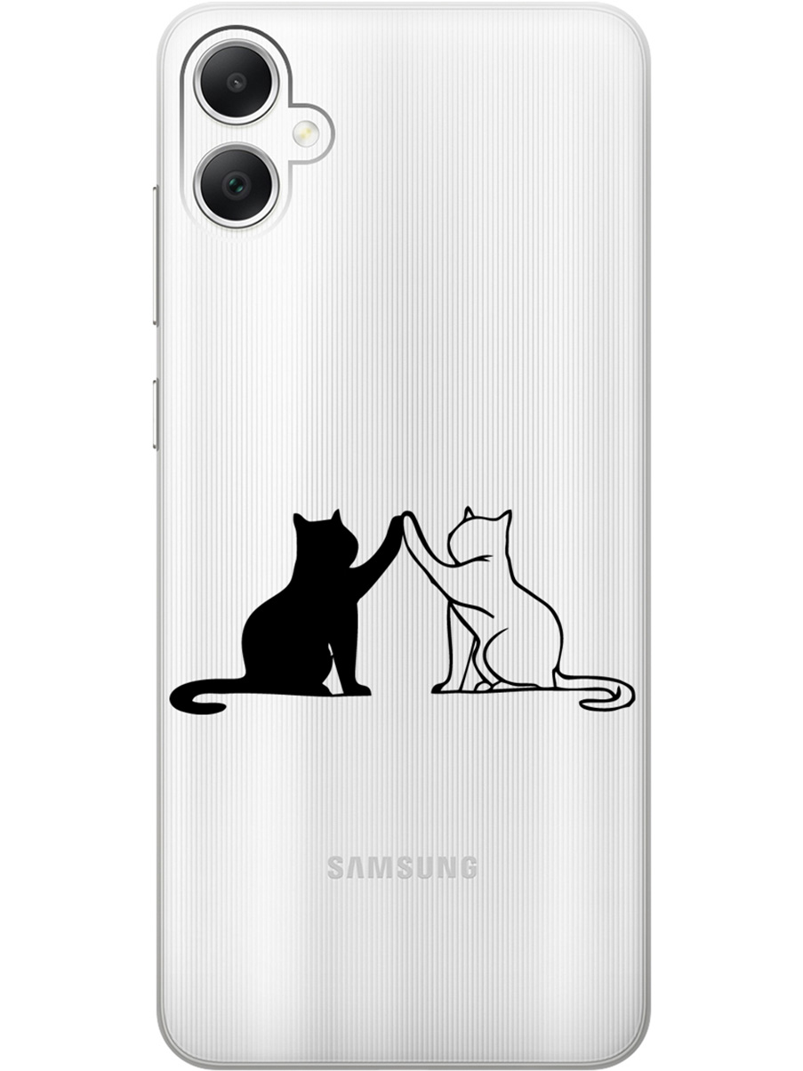 

Силиконовый чехол на Samsung Galaxy A05 "Cats", Прозрачный;черный, 20001452