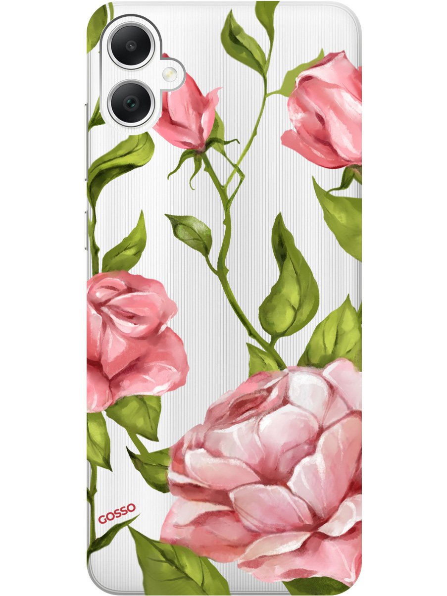 

Силиконовый чехол на Samsung Galaxy A05 "Amazing Roses", Прозрачный;белый;зеленый, 20001452