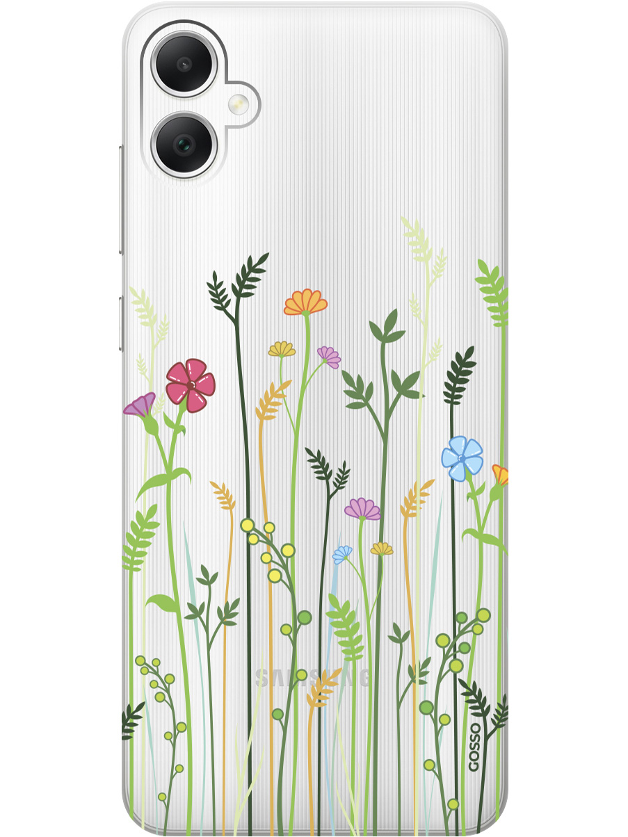 

Силиконовый чехол на Samsung Galaxy A05 "Flowers and Fern", Прозрачный;желтый;зеленый;розовый, 20001452