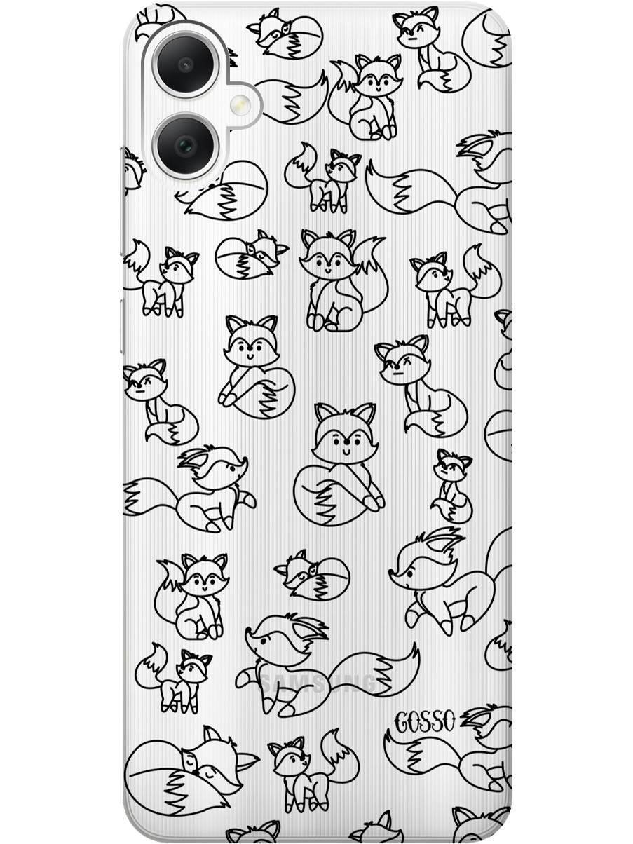 

Силиконовый чехол на Samsung Galaxy A05 "Funny Foxes", Прозрачный;черный, 20001452