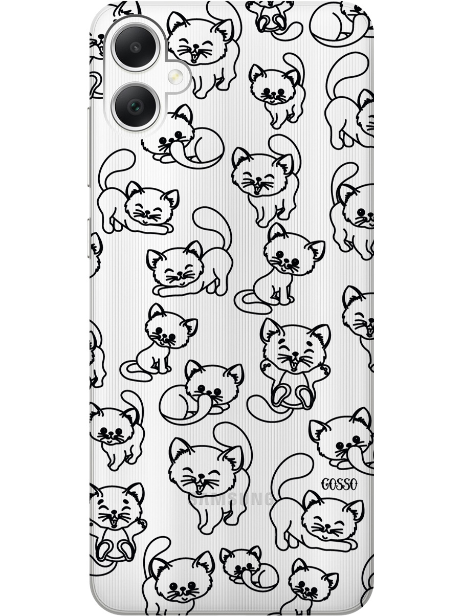 

Силиконовый чехол на Samsung Galaxy A05 "Cute Kitties", Прозрачный;черный, 20001452