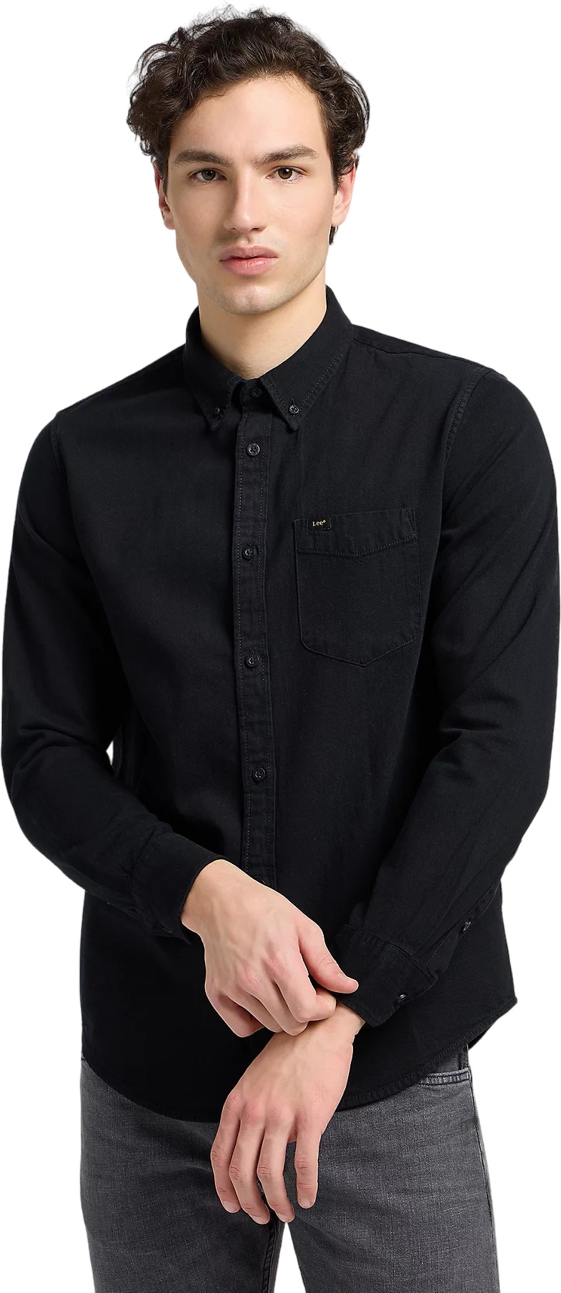 

Рубашка мужская Lee Men Button Down Shirt черная XL, Черный, Men Button Down Shirt