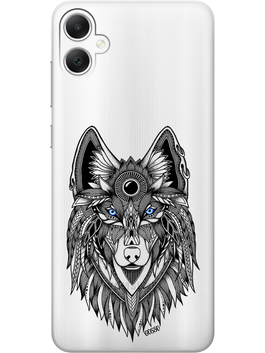 

Силиконовый чехол на Samsung Galaxy A05 "Grand Wolf", Прозрачный;голубой;черный, 20001452