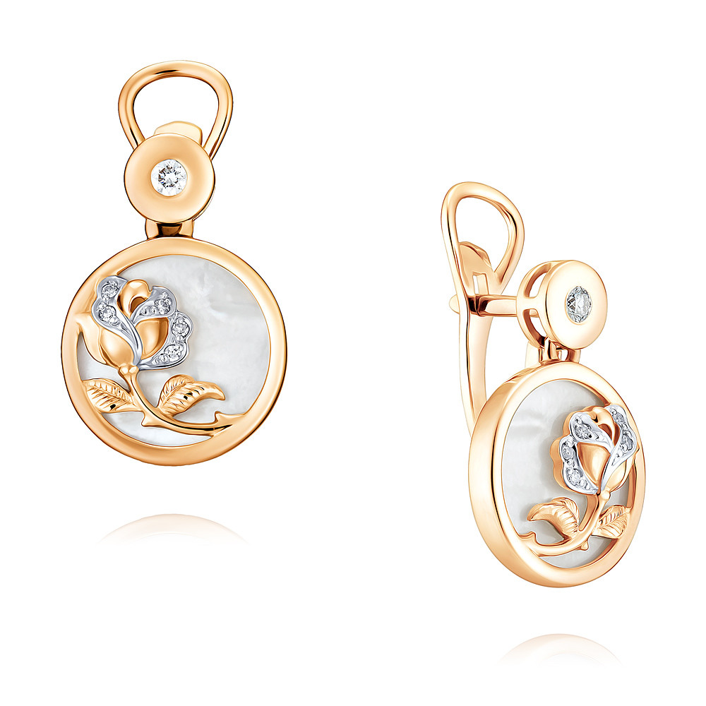 

Серьги из красного золота с бриллиантом/перламутром ADAMAS 2457892/01-А50Д-41, 2457892/01-А50Д-41