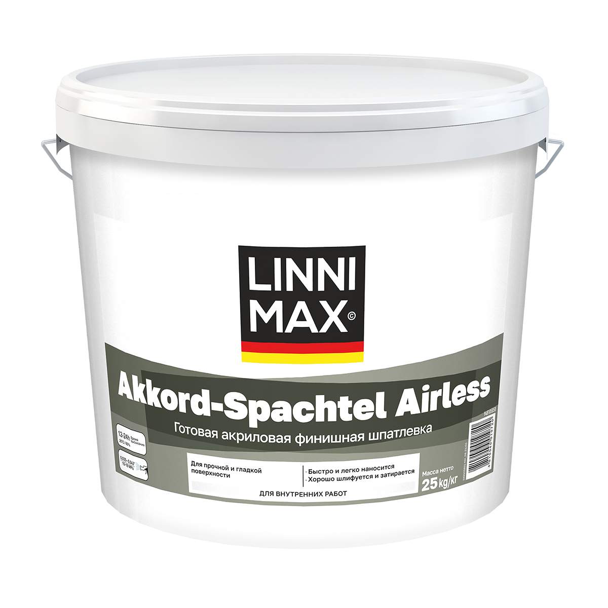 фото Шпатлевка финишная linnimax akkord-spachtel airless, акриловая, 25 кг