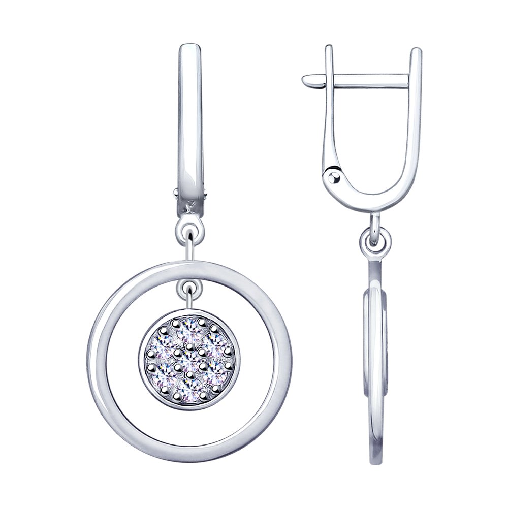 

Серьги подвески из серебра SOKOLOV 94023150, фианит, 94023150