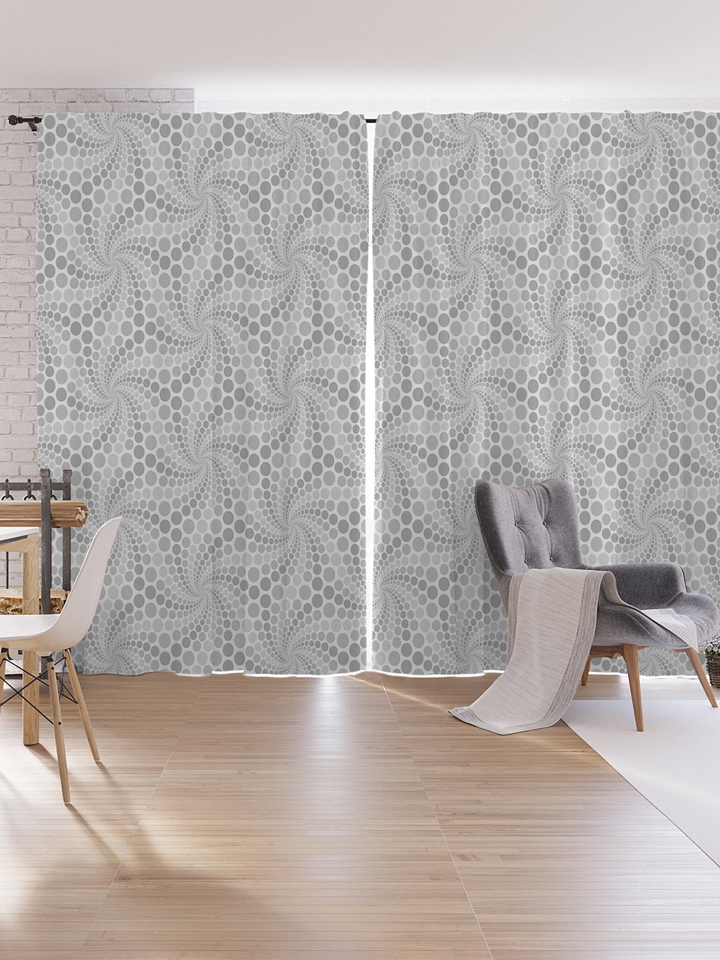 

Шторы под лён JoyArty "Завихрения горошком", серия Oxford DeLux, 340х265 см, Завихрения горошком