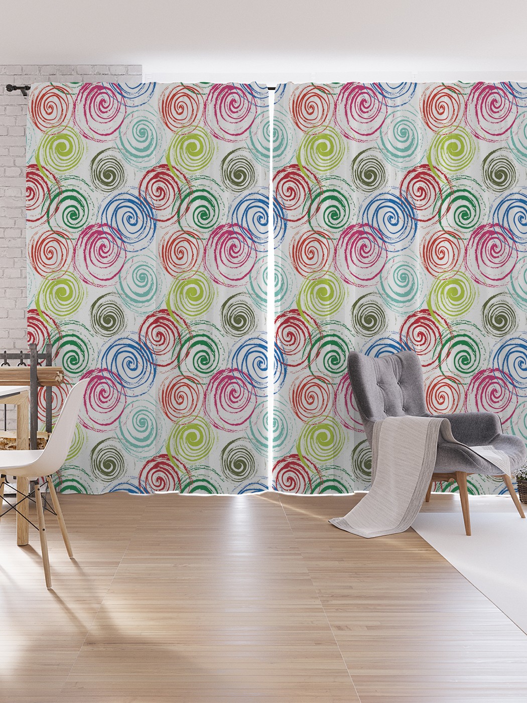 

Шторы под лён JoyArty "Спиральные мазки", серия Oxford DeLux, 340х265 см, Спиральные мазки