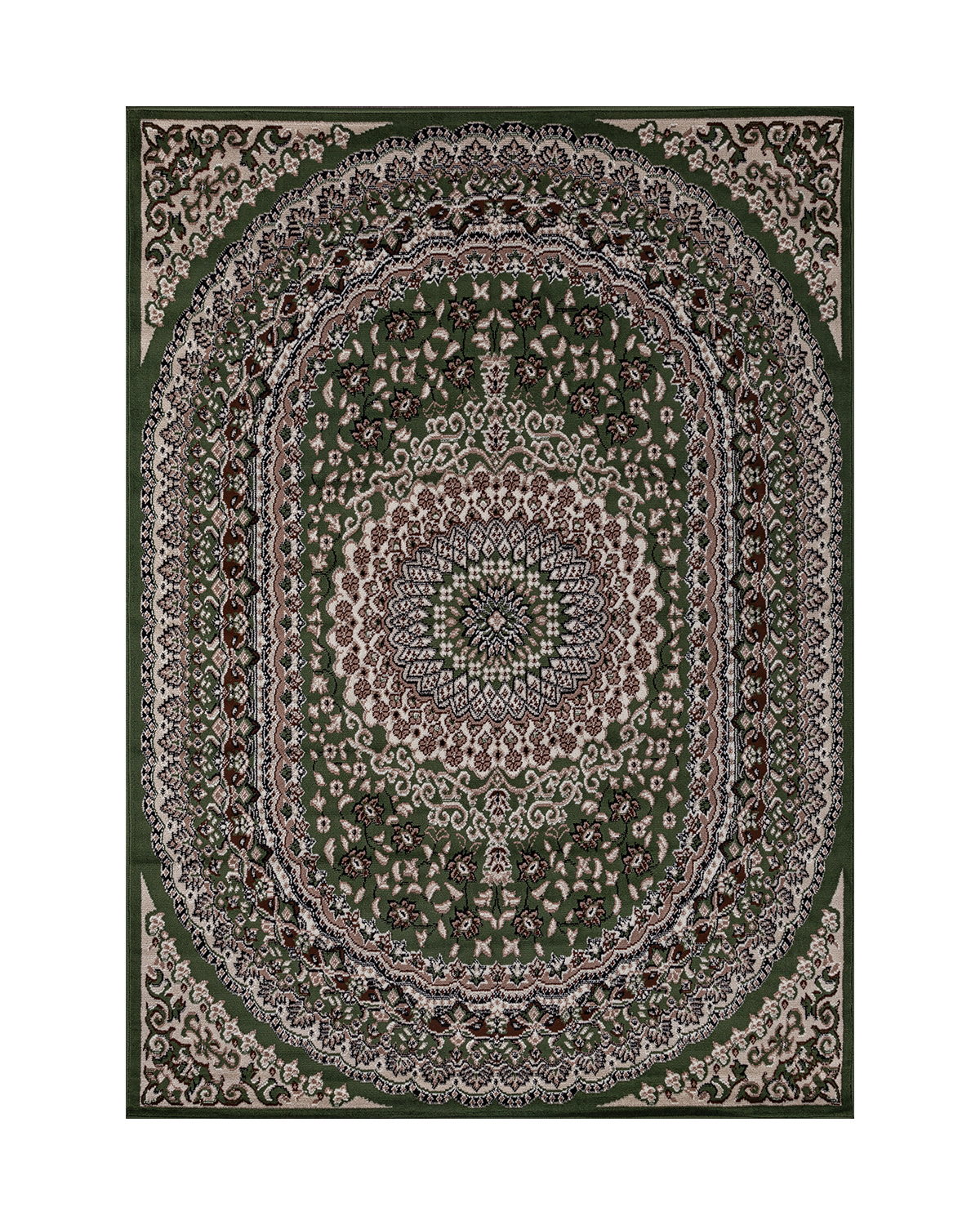 

Ковёр Merinos Gavana 180x350 прямоугольный зелёный/кремовый D504