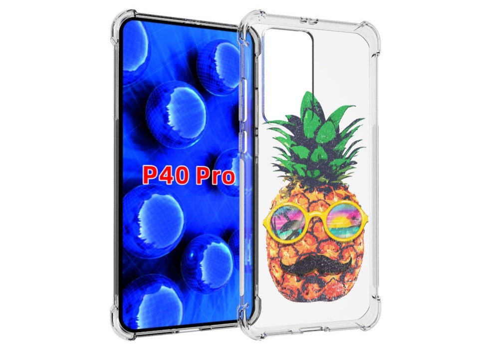 

Чехол MyPads прикольный ананас с лицом для Huawei P40 Pro противоударный, Прозрачный, Tocco