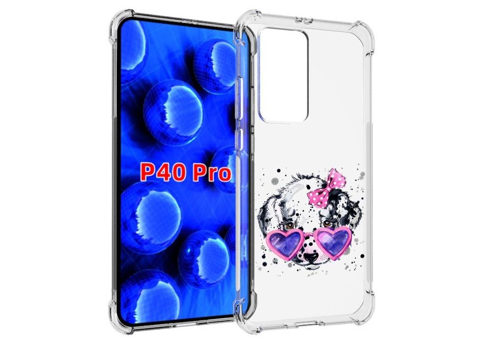 Чехол MyPads долматинец в очках для Huawei P40 Pro противоударный