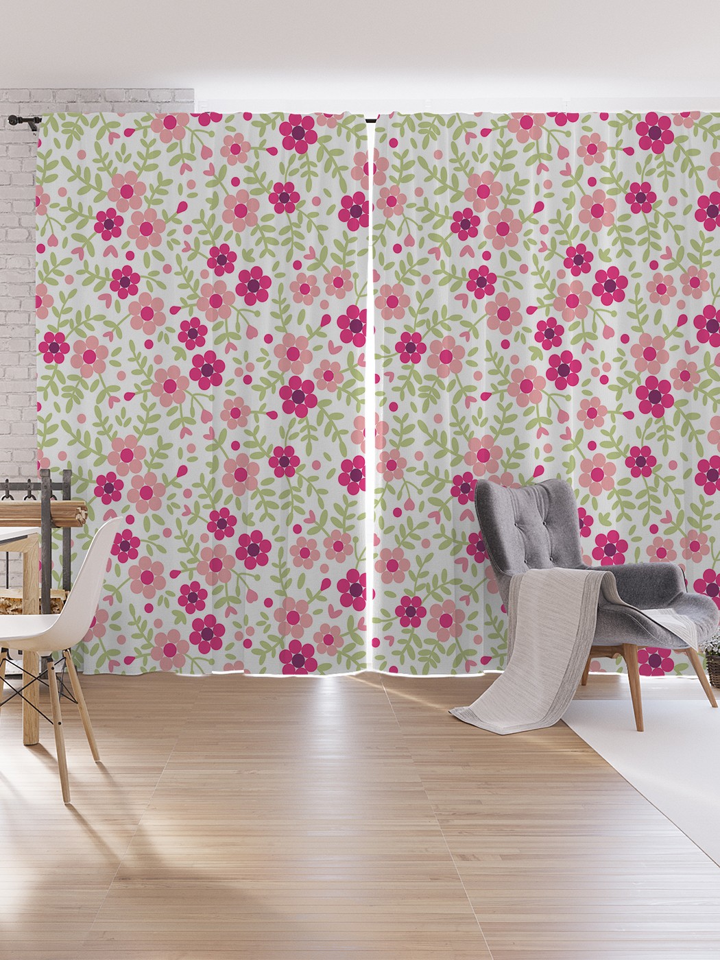 

Шторы под лён JoyArty "Цветочки горошком", серия Oxford DeLux, 340х265 см, Цветочки горошком