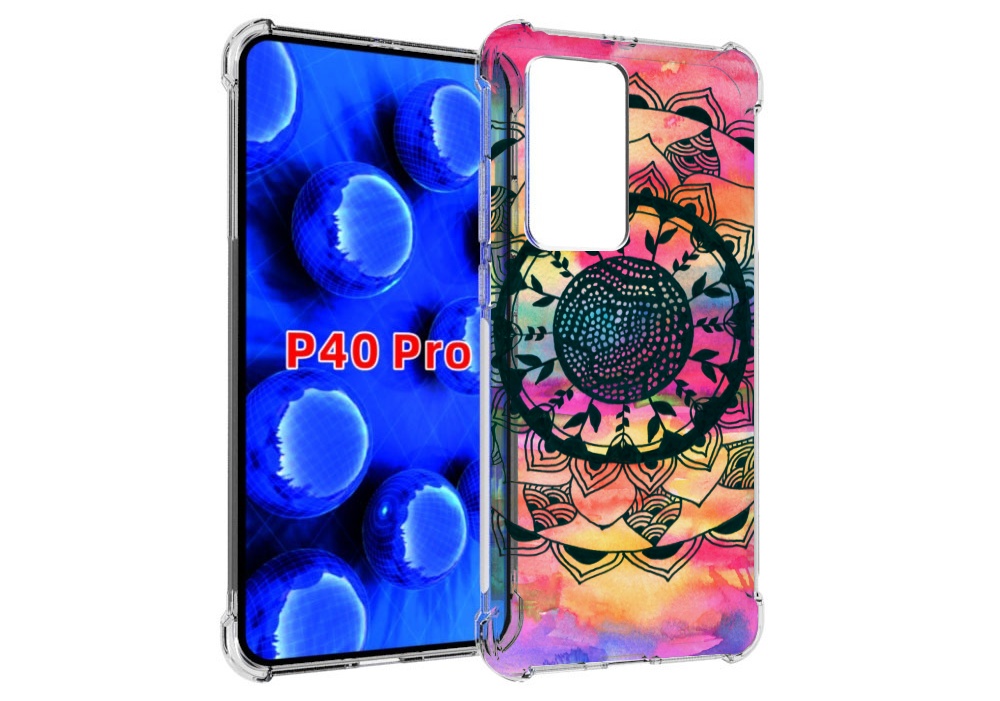 Чехол MyPads яркая абстракция круглый цветок для Huawei P40 Pro противоударный