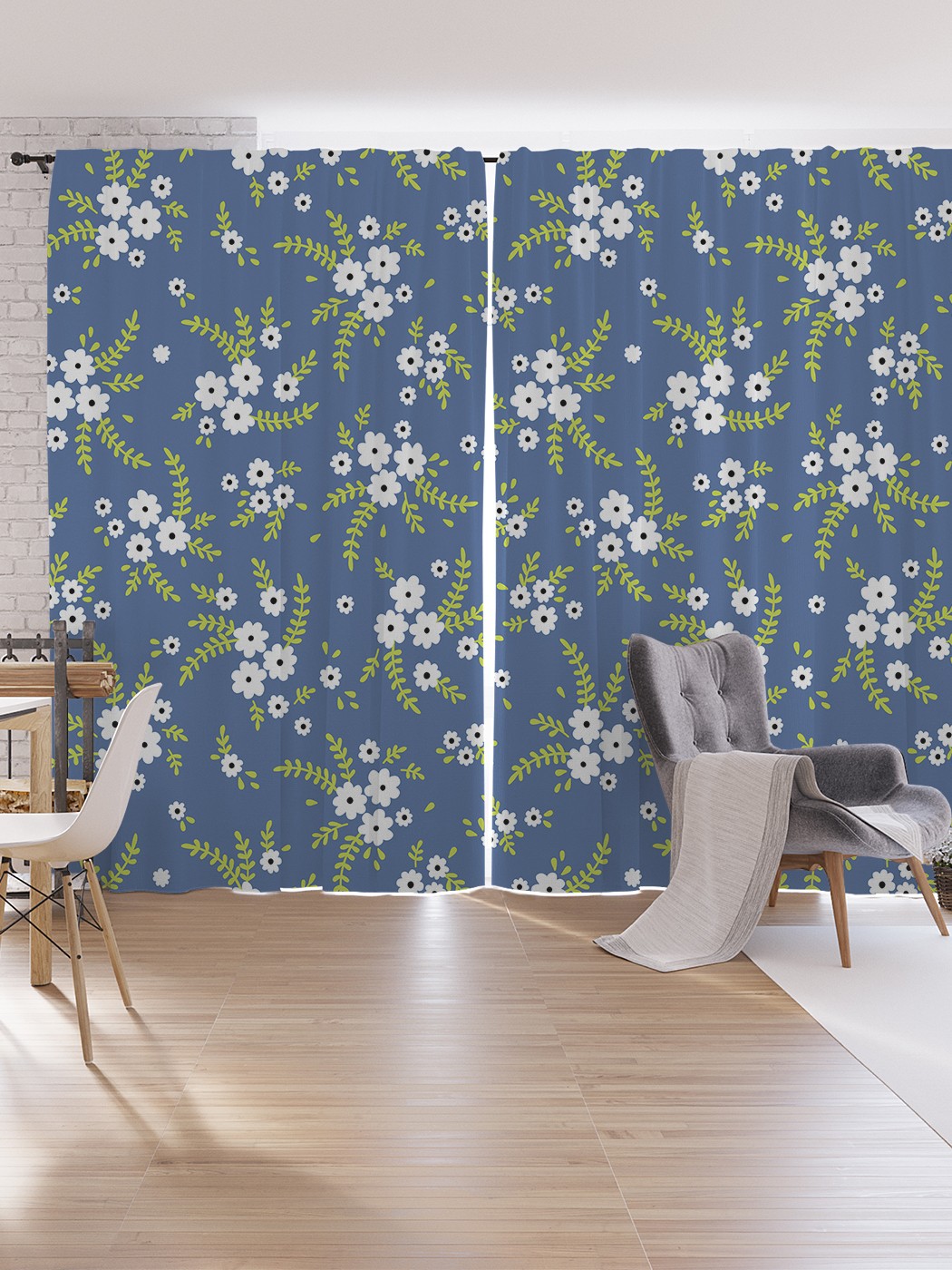 

Шторы под лён JoyArty "Снежность цветения", серия Oxford DeLux, 340х265 см, Снежность цветения