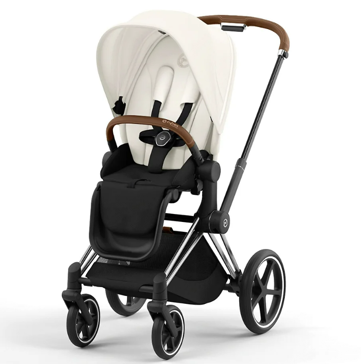 Прогулочная коляска Cybex Priam IV Off White, шасси chrome/brown коляска 2в1 cybex priam iv mirage grey шасси chrome brown