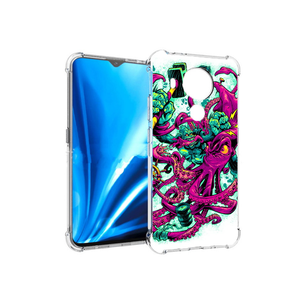 

Чехол MyPads Tocco для Nokia 5.4 фиолетовый кракен (PT156621.100.657), Прозрачный, Tocco