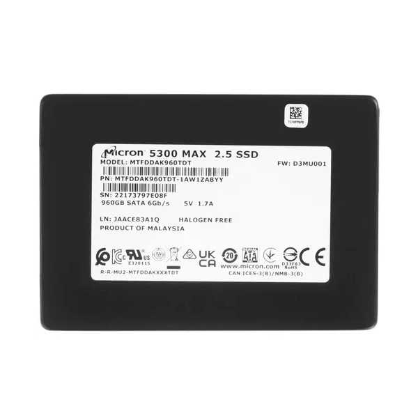 SSD накопитель Crucial 90PT02G2-M000T0 960 ГБ (MTFDDAK960TDT-1AW1ZABYY)