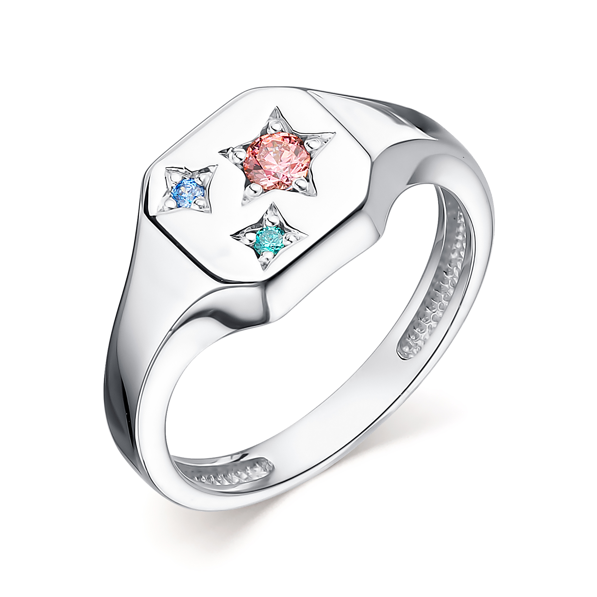 фото Кольцо печатка из серебра со swarovski р. 16 алькор 01-2582/св69-00