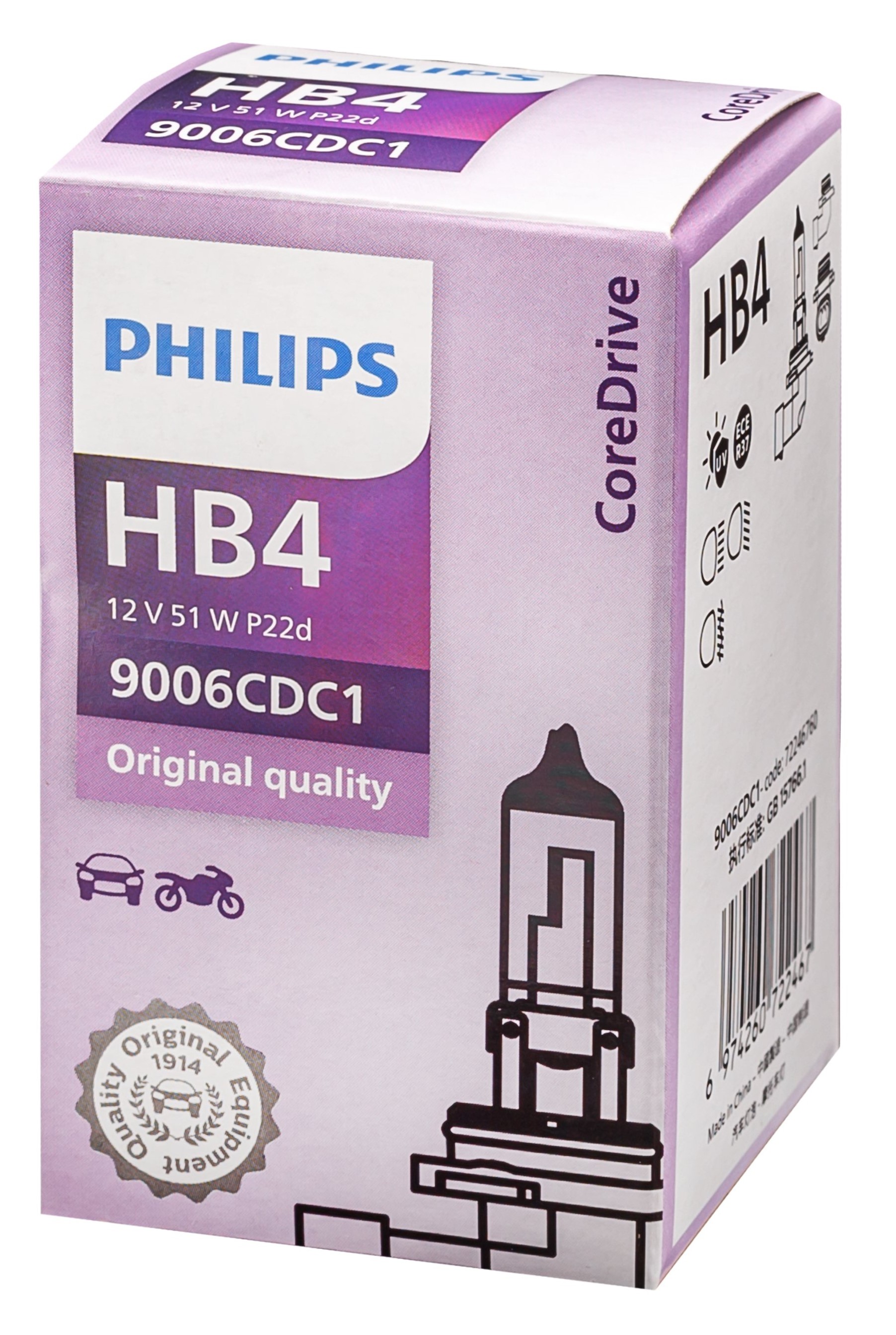 Галогенная лампа Philips HB4 (51W 12V) CoreDrive 1шт 9006CDC1